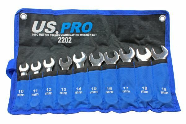 US PRO Stubby Spanners 10pc Short Reach Combination Spanner Set 10mm-19mm 2202