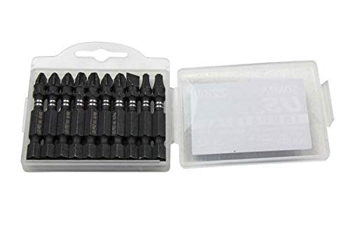 US PRO INDUSTRIAL PK 10 MIXED 50MM IMPACT TORSION SCREWDRIVER BITS PZ PH SL TX