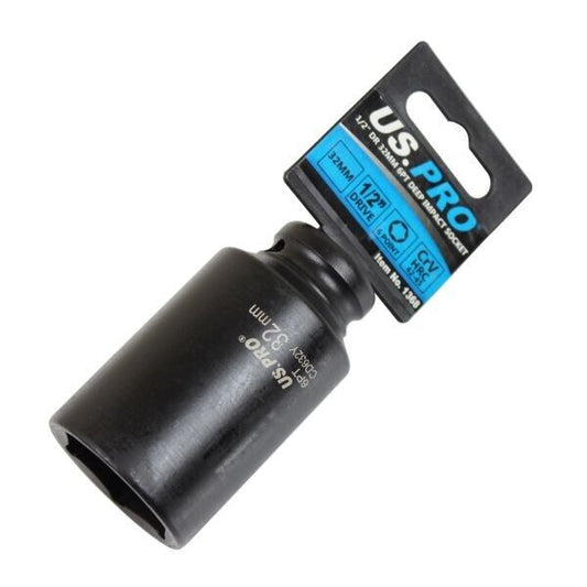 US PRO by BERGEN TOOLS  32mm DEEP IMPACT SOCKET 1/2" drive 6 point hex 1368