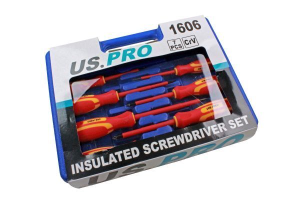 US Pro by Bergen 7pc VDE Insulated Electricians Screwdriver Set in Case 1606