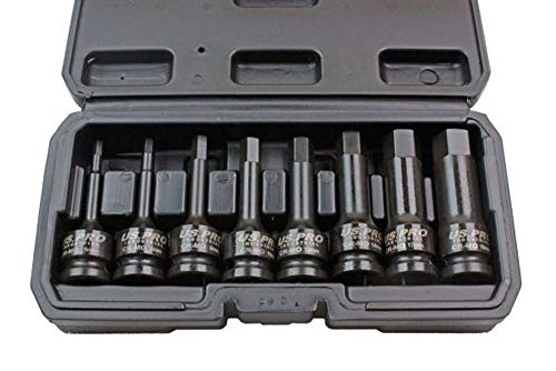 US PRO INDUSTRIAL 8pc 1/2" Impact Hex Bit Socket Set Impact Allen Keys H5 To H19