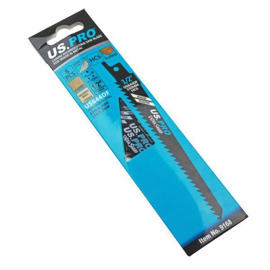 US PRO Tools 5 x 150mm Reciprocating Recip Saw Blades For Wood & Plastic 9168