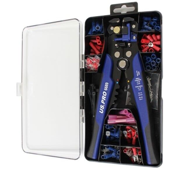 US PRO Tools Auto Wire Stripper Multi-tool & Terminal Set NEW 6830