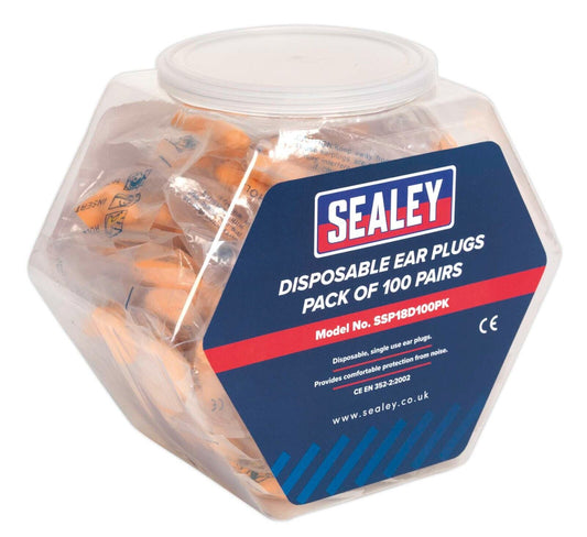 Sealey Ear Plugs Disposable Pack of 100 Pairs - SSP18D100PK