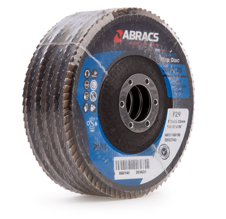 Abracs  Pro Zirconium Inox Flap Disc 115mm 120 Grit (5 Pack)