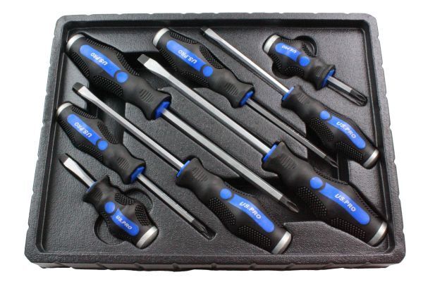 US Pro Bergen 8PC GO-THRU / POUND-THRU SCREWDRIVER SET.SLOTTED & PHILLIPS 1605