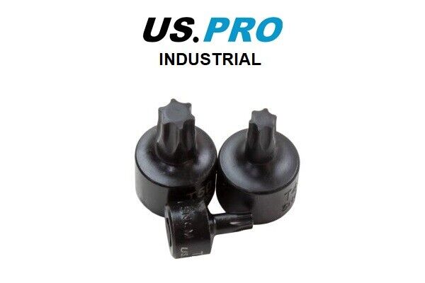 US PRO industrial 10pc 1/4 3/8" dr Stubby Impact Torx Bit Socket Set T10-50 3421