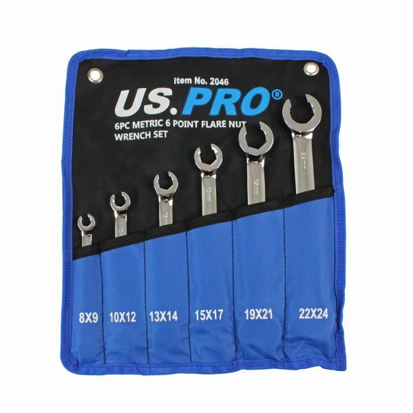 US Pro by Bergen Tools 6pc Brake Flare Nut Spanners Wrench set 8-24mm 2046