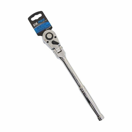 US PRO Flexi Head Ratchet 1/2" Drive Straight Handle 300mm Long Chrome 72 Teeth