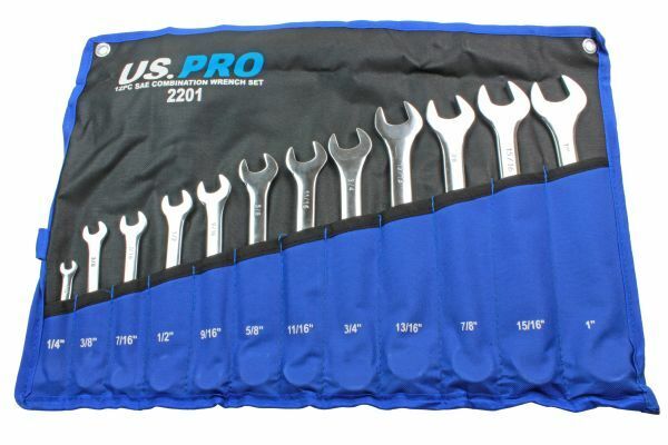 US PRO Tools 12pc SAE / AF Imperial Combination Spanner Wrench Set 1/4 - 1" 2201