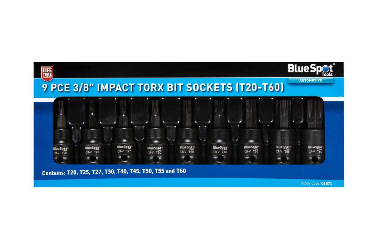 Impact Torx Socket Set 3/8" Drive T20 T25 T27 T30 T40 T45 T50 T55 T60 Star Drive