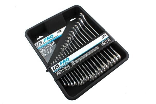 US PRO 18pc Metric Combination Spanner Wrench Set 6mm to 24mm 2051