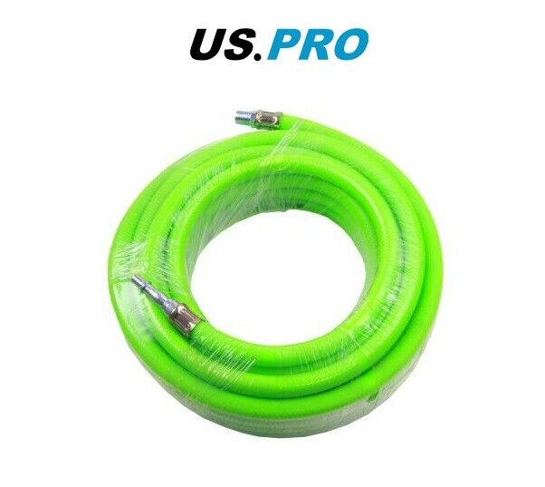 US PRO 8mm X 10 Meters HI Vis Green Hybrid Quick Release Air Hose 8174