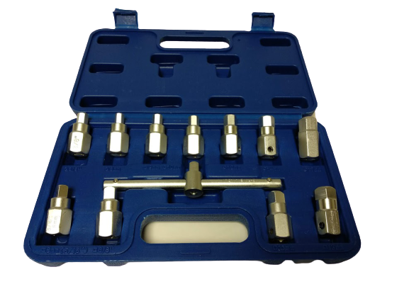 US Pro Drain Oil Plug Removal Hex Square Socket Set Sump Gearbox Axle Key 3096