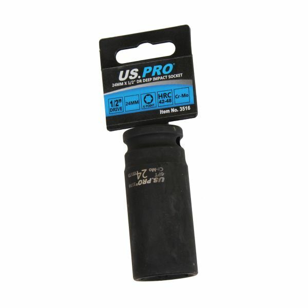 US PRO Tools 24mm 1/2 dr 6pt deep impact socket 24mm impact socket Metric 3516