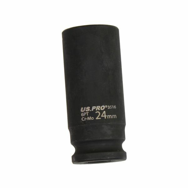 US PRO Tools 24mm 1/2 dr 6pt deep impact socket 24mm impact socket Metric 3516