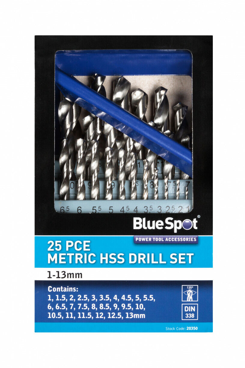 Engineering 25pc HSS Metal High Quality Drill Bit Set Metric 1mm - 13mm 20350