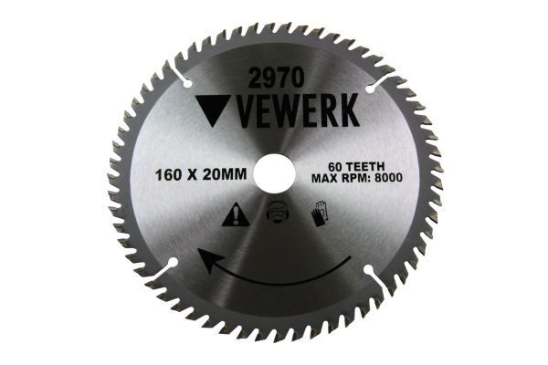 VEWERK TCT Circular Saw Blade 160mm x 20mm x 60T for Festool TS55, Makita 2970