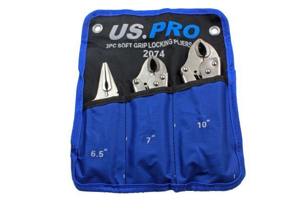 US PRO 3pc Soft Grip Locking Pliers Set 6.5, 7, 10" Mole Grips Vice Clamp 2074