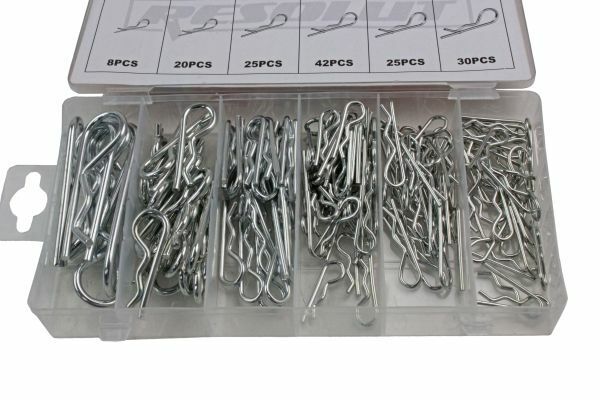 RESOLUT 150PC Assorted Retaining Pins Spring Clips R Type Hair Pin Cotter 9060