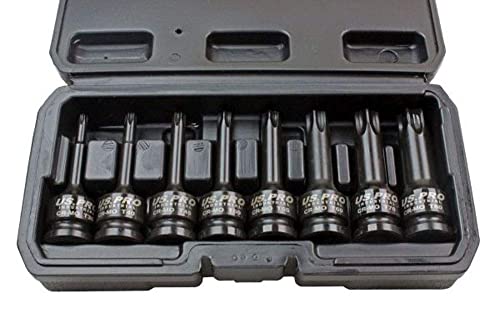 US PRO INDUSTRIAL 8pc 1/2" Dr Long Impact Torx Bits Socket Set T30 - T80  3315