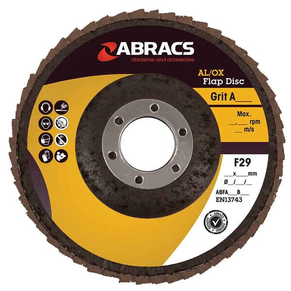 ABRACS Trade Flap Discs 40 Grit AL/OX 115mm X 22mm - ABFA115B40 (5 Pack)