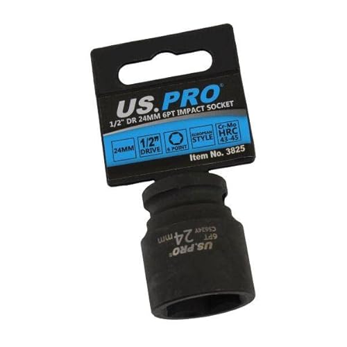 US PRO 24MM 1/2" DR 6PT IMPACT SOCKET EURO STYLE CR-MO