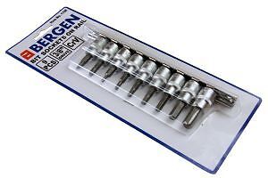 BERGEN 9pc HEX / ALLEN BIT SOCKET SET 3/8" H3 H4 H5 H5.5 H6 H8 H10 SL1 PH2 1198