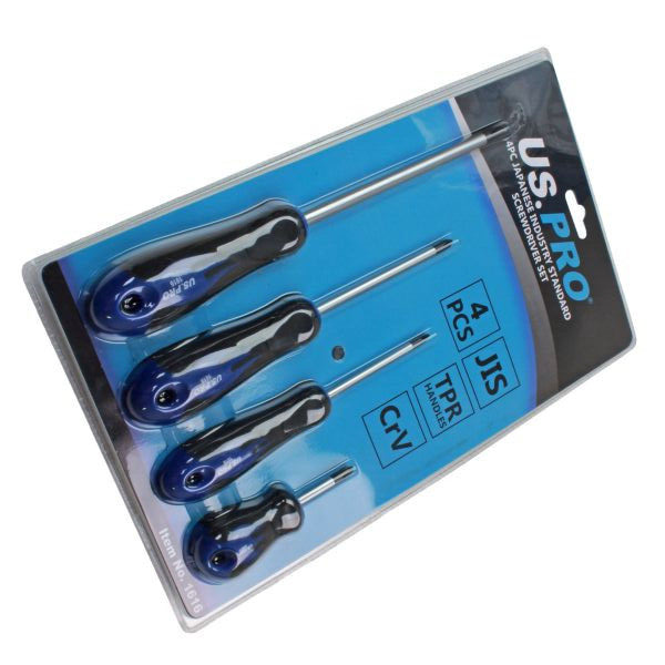 US PRO Tools 4pc Japanese Industry Standard Screwdriver Set JIS PH1 PH2 PH3 1616