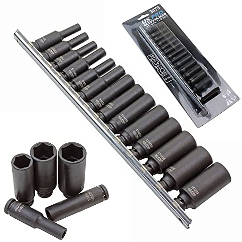 US PRO INDUSTRIAL 14pc 1/4" DRIVE DEEP IMPACT SOCKET SET 4mm to 15mm 3479