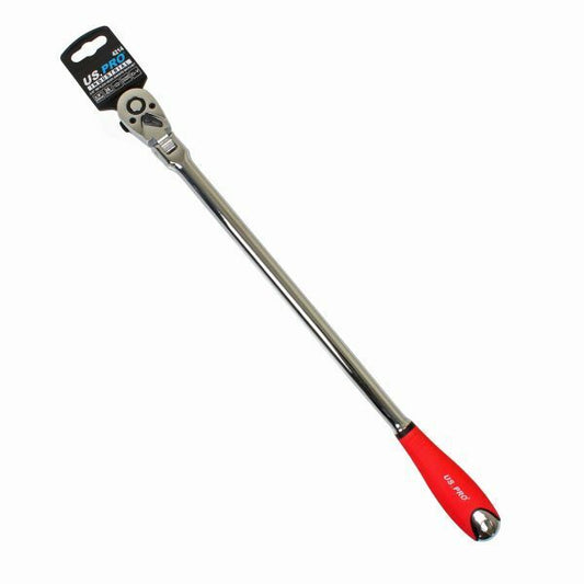 US Pro 3/8" DRIVE FLEXI HEAD RATCHET LONG REACH FLEXIBLE / SWIVEL HEAD 457MM