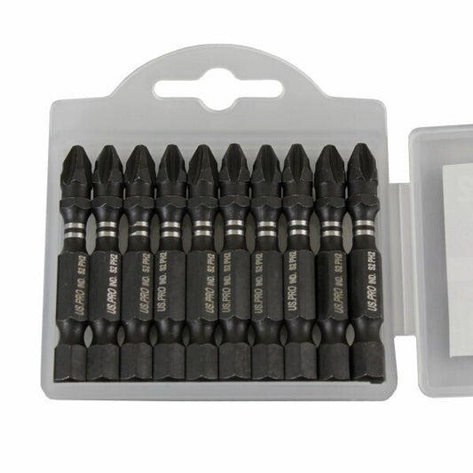 US PRO INDUSTRIAL IMPACT SCREWDRIVER BITS PHILLIPS PH2 10 PACK Torsion Drill