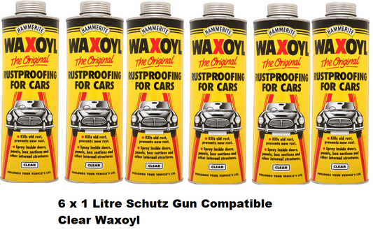 6 X CLEAR Hammerite Schutz Waxoyl Car Rust Proofing Under Seal Wax Oil 1 Litre