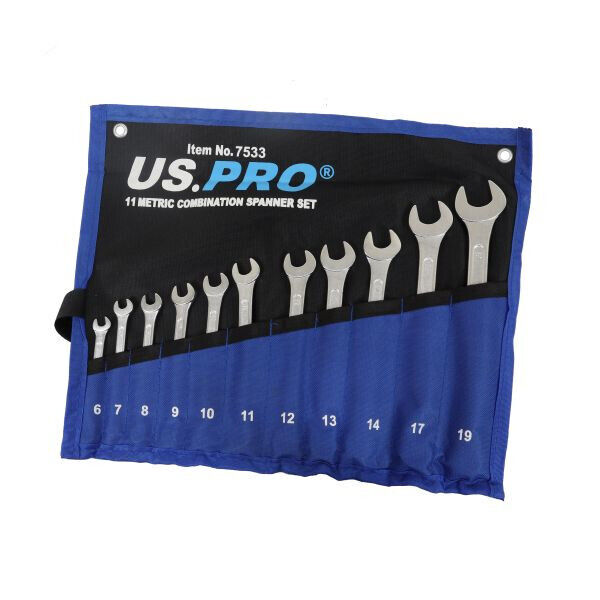 Metric Spanner Set US PRO 11pc Combination Spanner set 6-19mm Fixed Tool 7533