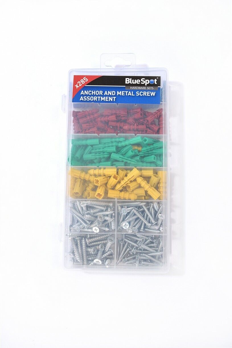 BlueSpot Anchor/metal Screw Assortment (285-piece) - Plugs Screws Wall 40542