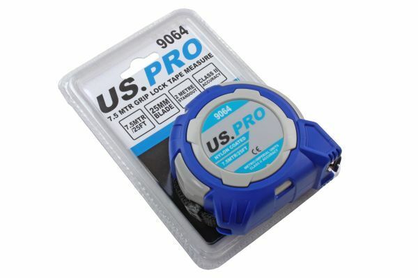 US PRO Tools 7.5 Meter / 25FT Grip Lock Tape Measure With Nylon Coating 9064