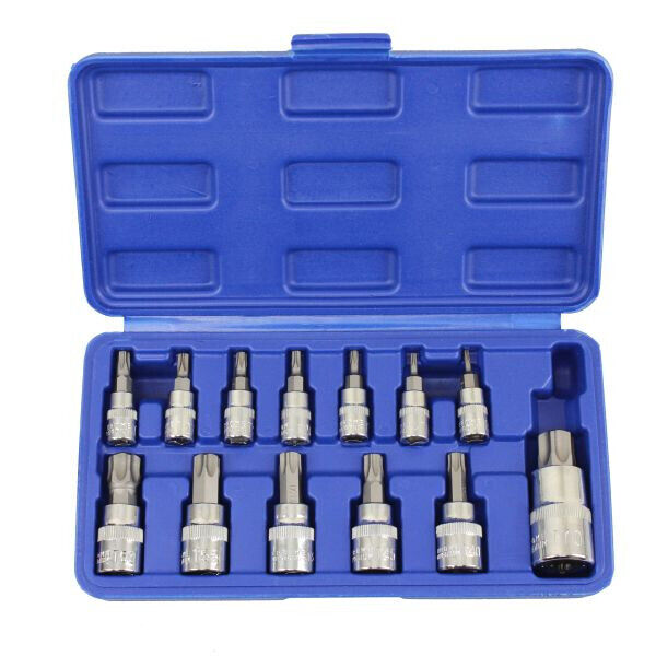 US PRO 13pc Security Torx Star Bit Socket Set - Tamper Bit Sockets T8 - T70 1497