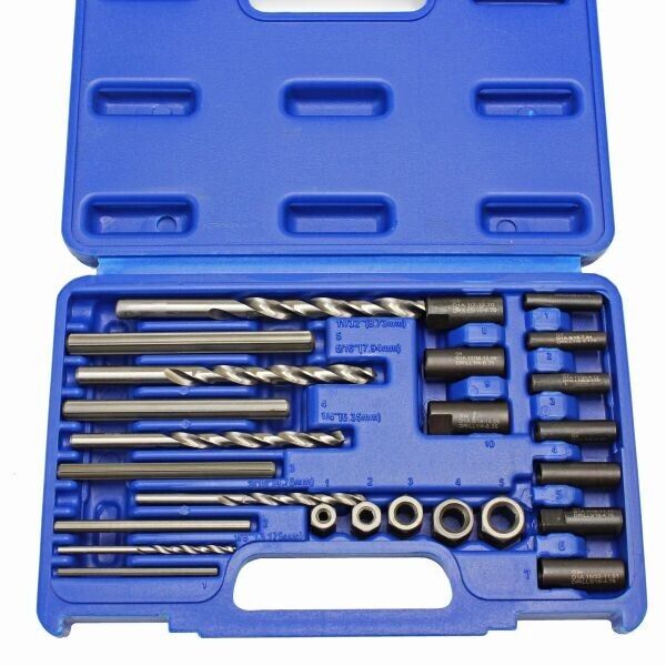 US PRO 25pc SCREW EXTRACTOR DRILL AND GUIDE SET for Broken Studs/Bolts 2632