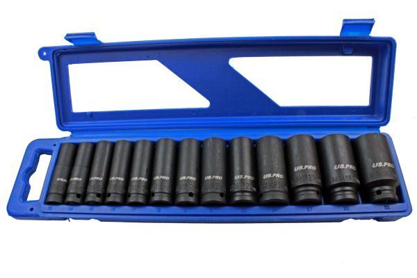 Deep Impact Socket Set US PRO 1/2" Drive 13PC Long Metric 13-32MM 12PT Sockets