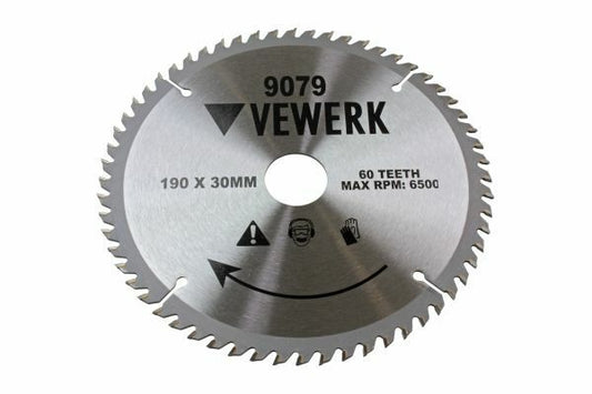 VEWERK TCT Circular Saw Blade 190mm x 30mm x 60T fits Festool , Makita 9079