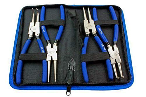 US Pro by BERGEN Tools 4pc 9" Ni-fe Finish Circlip Pliers Set In Zip Case 1822