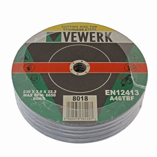 Metal Cutting Discs  230mm x 2mm x 22mm VEWERK 25 Pack Metals Chop Saw Grinder