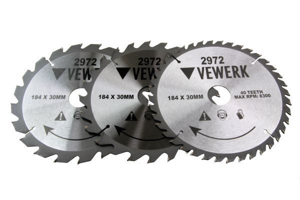 3x VEWERK TCT Circular Wood Saw Blades 184 X 30MM FITS Festool, Makita 2972