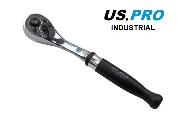 US PRO INDUSTRIAL 3/8" dr 90t Curved Ratchet, Aluminium Handle, NEW 4197