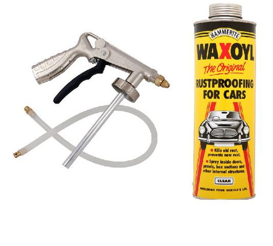 WAXOYL Car Underbody Wax Protector Clear 1L & PRO AIR Coating Spray Gun SCHUTZ