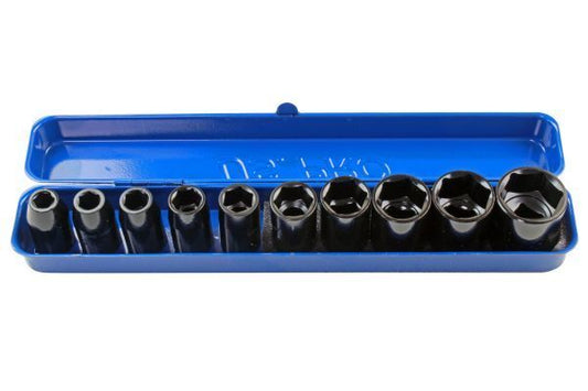 US Pro 10pc 1/2" Drive Shallow Impact socket set metric 9mm to 27mm 1396